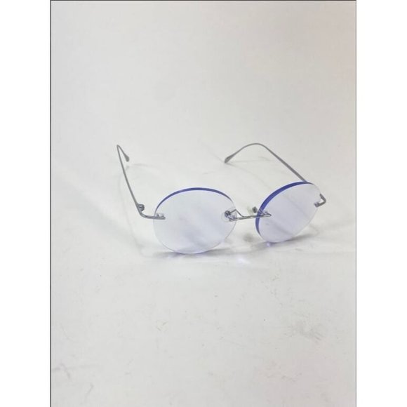 Zenni Titanium Round Lenses Rimless Glasses Blue Tint - Picture 1 of 6
